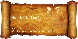 Mazák Teofil névjegykártya